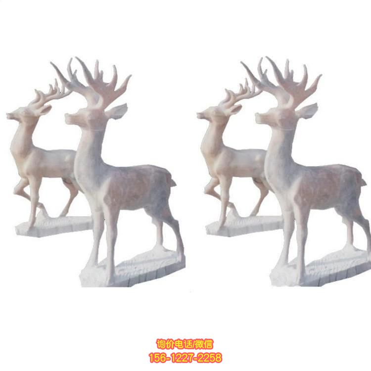 大理石石雕梅花鹿雕塑，點綴公園美景