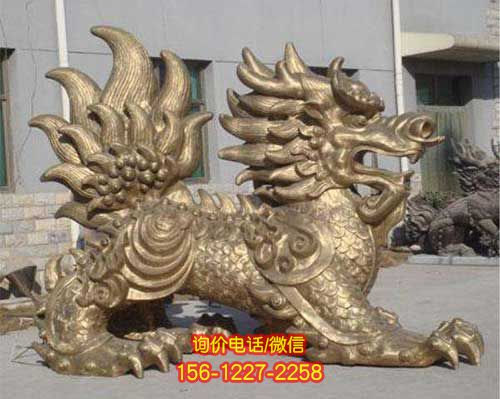 精美麒麟雕塑，不銹鋼噴漆烤漆打造