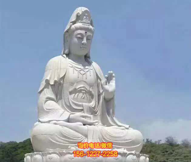 觀音雕塑-景區戶外大型漢白玉石雕觀音雕塑