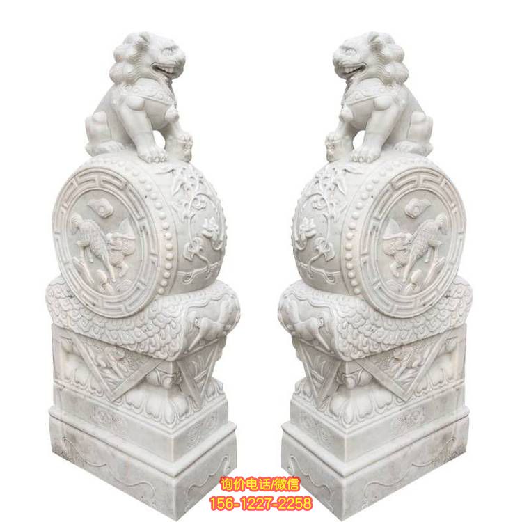 大理石石雕工廠企業(yè)大型浮雕獅子鎮(zhèn)宅招財(cái)獅子雕塑