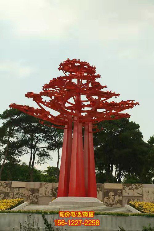 戶外大型不銹鋼噴漆 樹雕塑創意廣場標識
