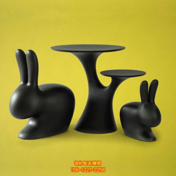 兒童樂園卡通動物兔子坐凳玻璃鋼雕塑動物公仔模型創意兒童座椅