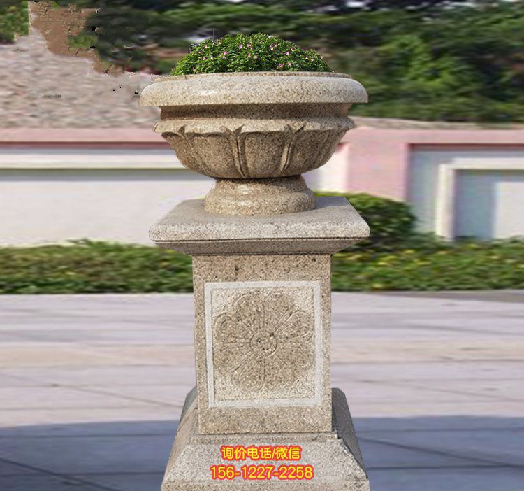 石雕歐式花缽石頭花盆別墅庭院小區戶外門口花盆雕塑