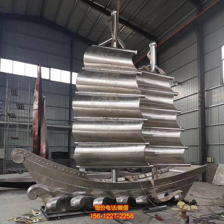 不銹鋼拋光焊接帆船模型 企業公園景觀小品