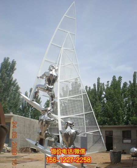 兒童游樂(lè)場(chǎng)體育園三人帆船比賽鏡面不銹鋼帆船雕塑 兒童游樂(lè)場(chǎng)體育園三人帆船比賽鏡面不銹鋼帆船雕塑