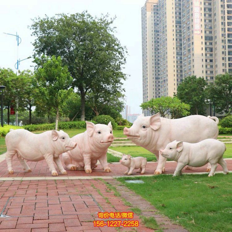 玻璃鋼仿真豬，豬仔仿真動物雕塑