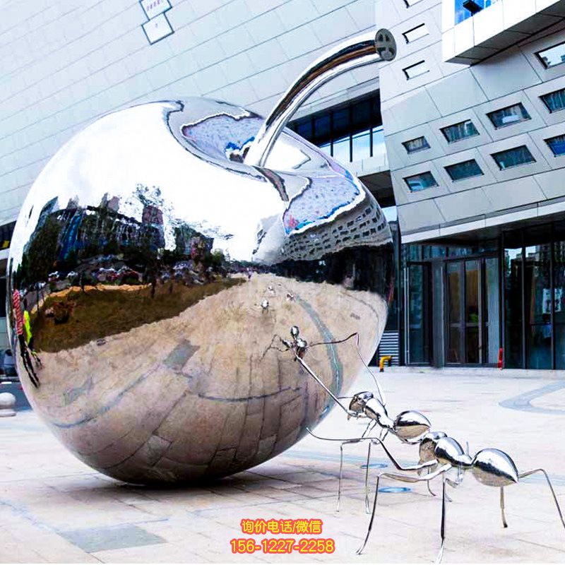 企業(yè)商場(chǎng)戶外鏡面螞蟻推蘋(píng)果不銹鋼螞蟻雕塑 企業(yè)商場(chǎng)戶外鏡面螞蟻推蘋(píng)果不銹鋼螞蟻雕塑