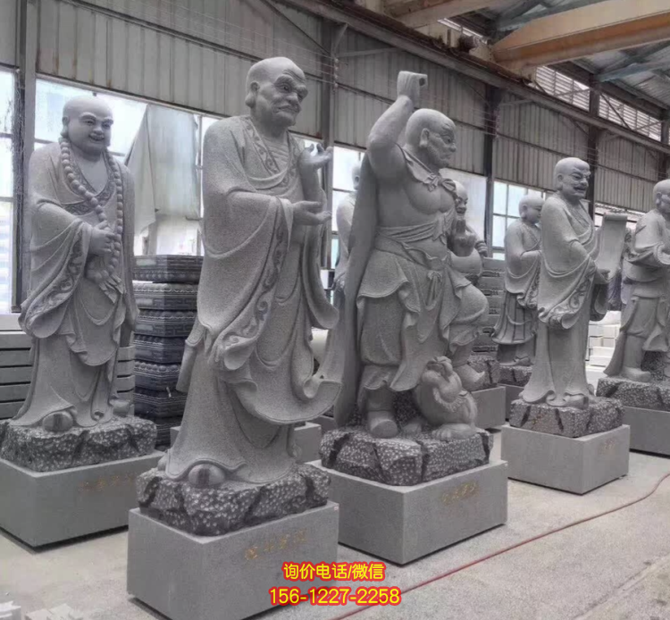 十八羅漢系列佛像，花崗巖18羅漢像