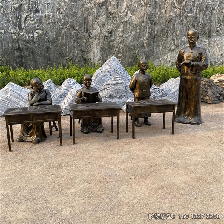 古代讀書人物雕塑大全，玻璃鋼讀書小孩雕塑加工廠