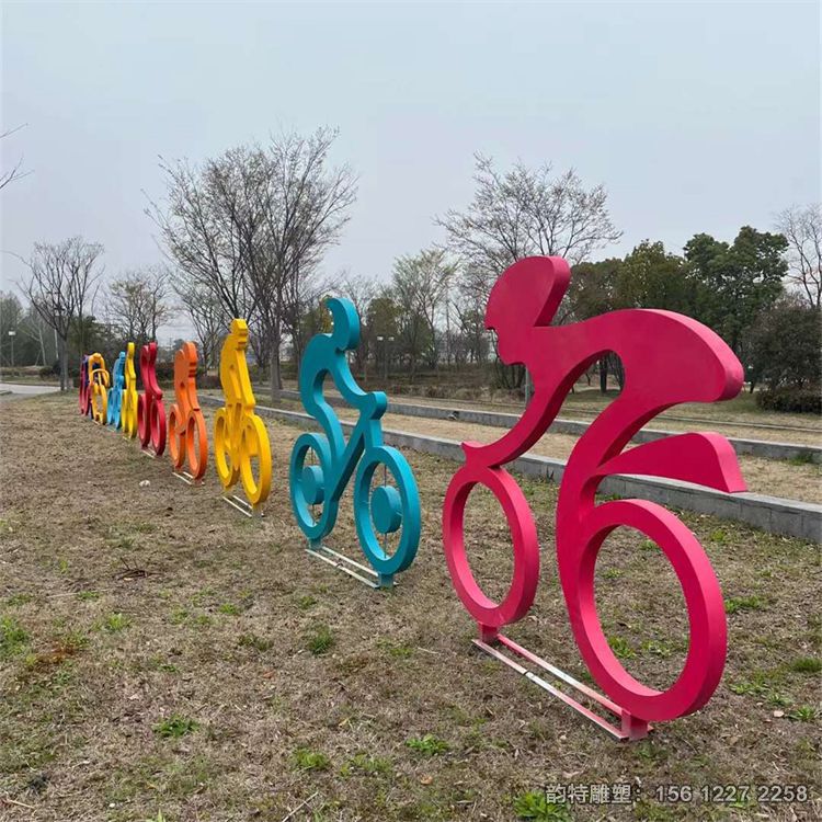 不銹鋼剪影騎車人物雕塑，抽象運動人物雕塑加工廠家