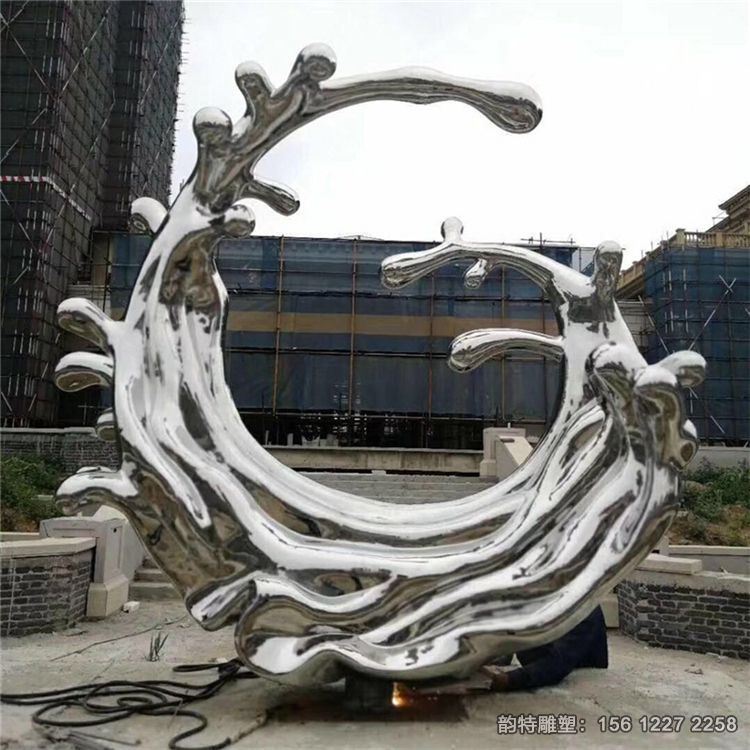 大型不銹鋼浪花雕塑定做，不銹鋼水滴浪花雕塑