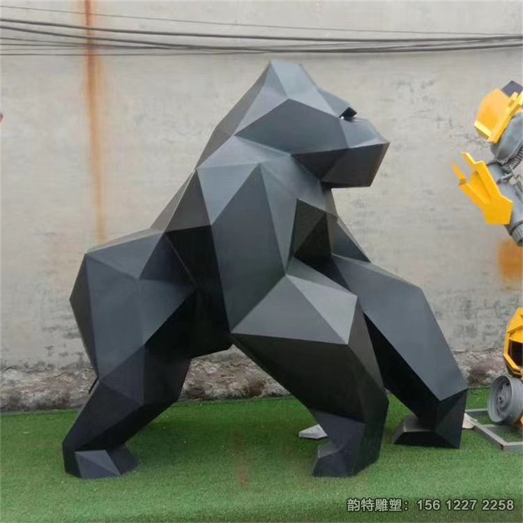 不銹鋼切面猩猩雕塑，抽象大猩猩雕塑