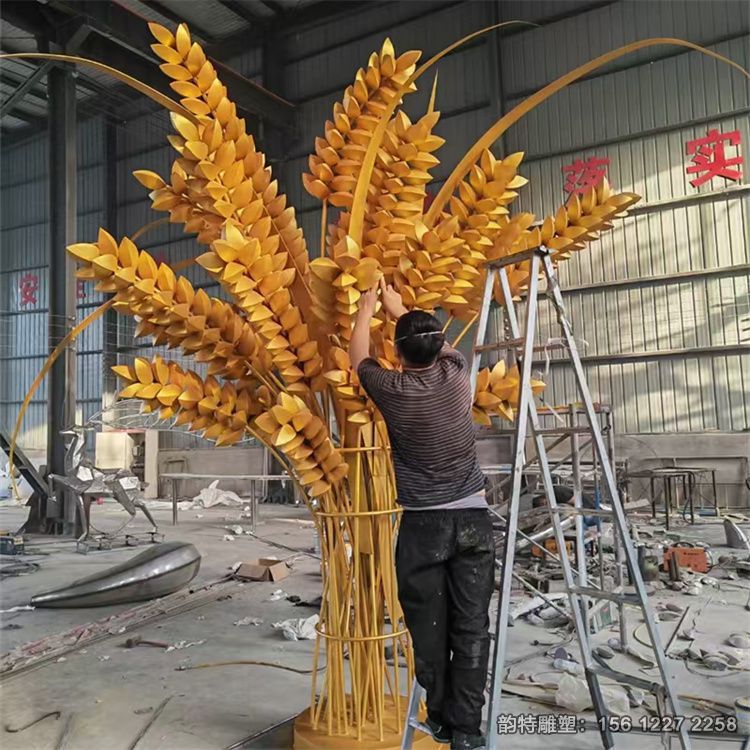 抽象不銹鋼麥穗雕塑，農產品雕塑圖片大全