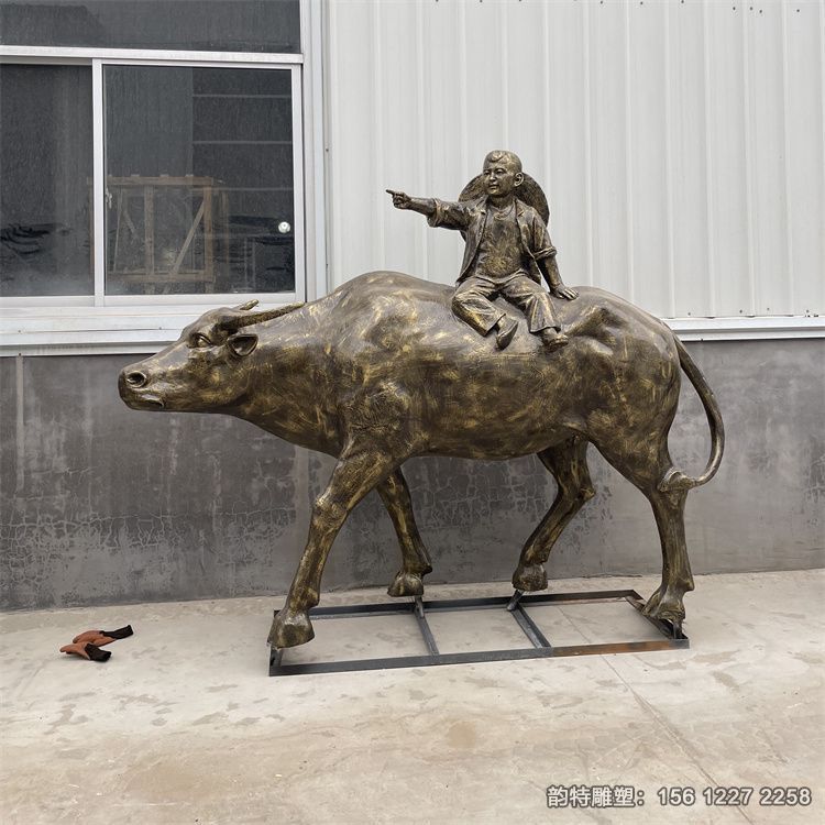 牧童騎黃牛雕塑，傳統(tǒng)民俗文化雕塑
